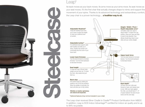 Steelcase Leap Desk Task Chair in Buzz2 5G54 Carrot Fabric - 4-Way Highly Adjustable Arms - Black Frame and 7" Tall Seat Height Base - Soft Dual Wheel Hard Floor Casters