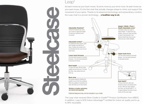 Steelcase Leap Desk Task Chair in Buzz2 5G63 Crocus Fabric with Headrest - 4-Way Highly Adjustable Arms - Platinum Frame and Base - Soft Dual Wheel Hard Floor Casters