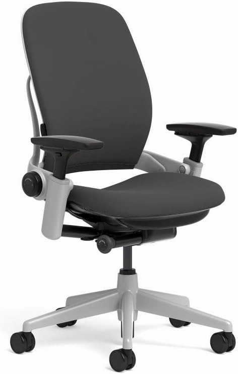 Steelcase Leap Task Chair: Platinum Base - 4D Adjustable Arms - No Headrest - Standard Carpet Casters