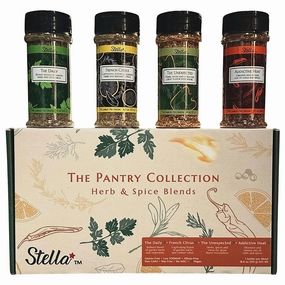 Stella Foods Pantry Collection - Set of 4 Large Bottle Herb & Spice Seasoning Blends, Low FODMAP Seasonings Set, All-Natural, Gluten-Free, Vegan, Kosher, USA Made | Spices and Seasonings for Daily Use