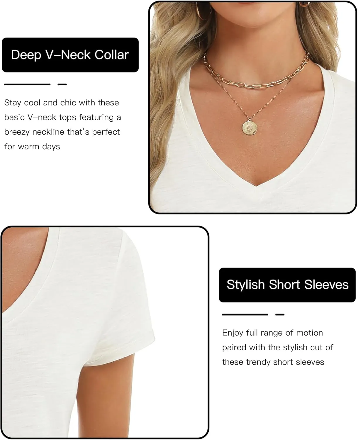 Stelle Womens Modal Soft T Shirts Short Sleeve V Neck Basic Tee Casual Loose Fit Tops Lightweight Soft Summer Outfits Clothes