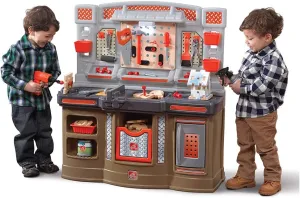 Step2 Big Builders Pro Kids Workbench, Indoor/Outdoor Tool Bench for Children, Interactive Play with Sounds, Made of Durable Plastic, Includes 45 Piece Toy Accessories, For Toddlers 3  Years Old