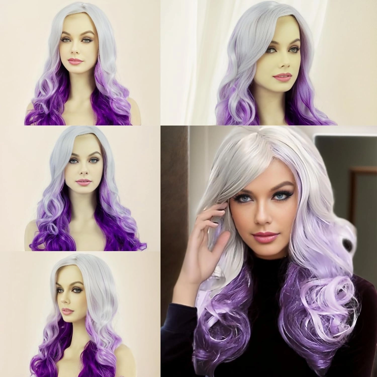 STfantasy Purple Ombre Wig – Long Wavy Purple Cosplay Wig for Women, Heat Resistant, No Tangle, No Shedding – Perfect for Party Costume Mardi Gras and Gothic Styles