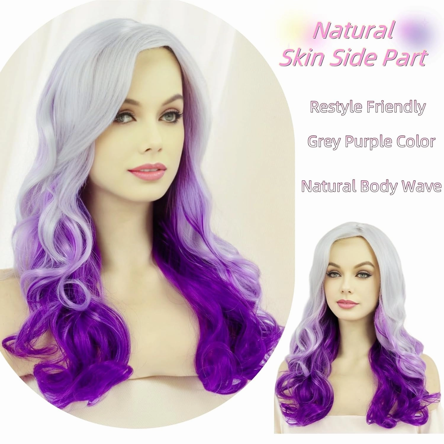 STfantasy Purple Ombre Wig – Long Wavy Purple Cosplay Wig for Women, Heat Resistant, No Tangle, No Shedding – Perfect for Party Costume Mardi Gras and Gothic Styles