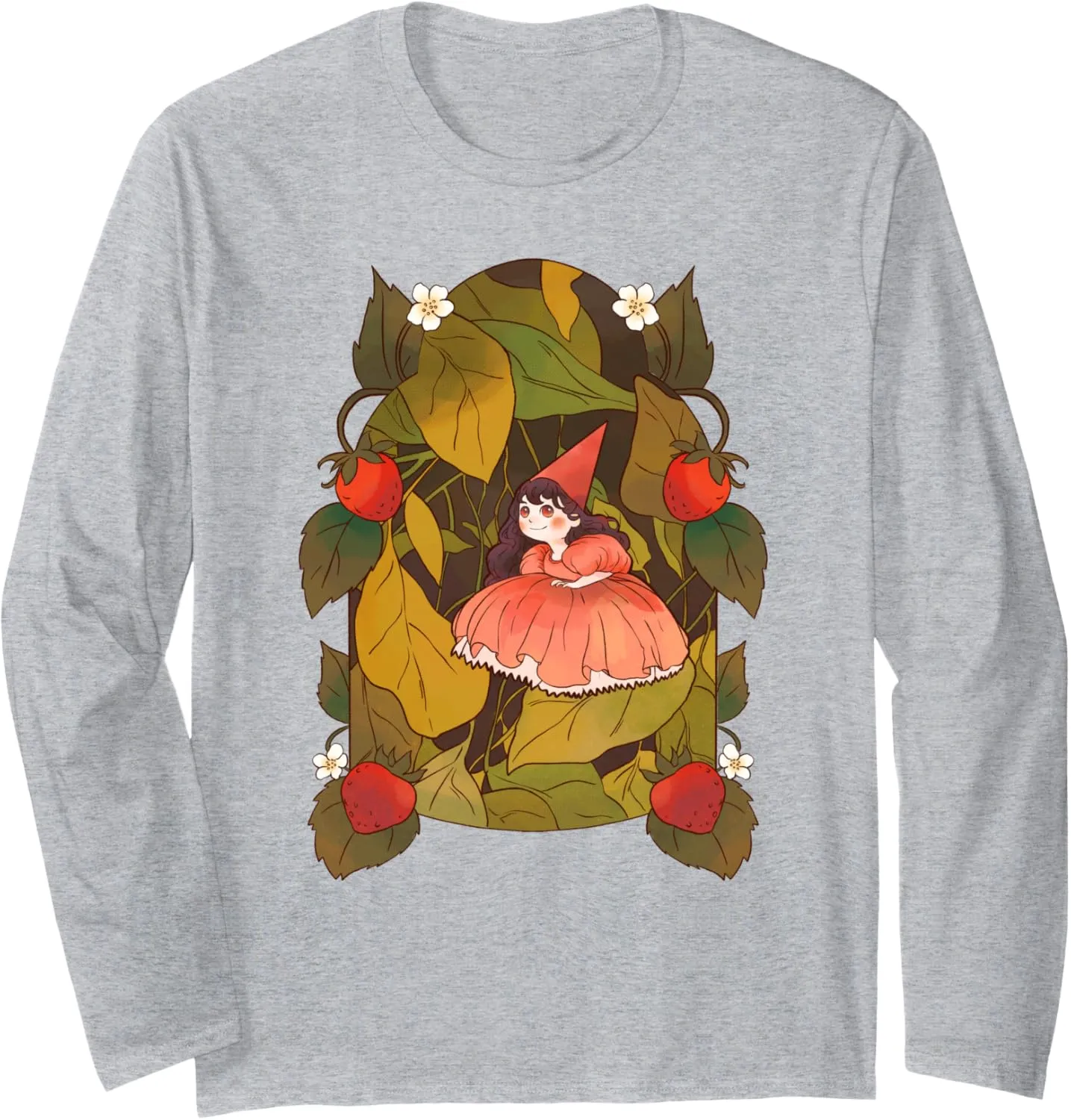Strawberry Fairy Berries Leaves Fantasy Magic Long Sleeve T-Shirt