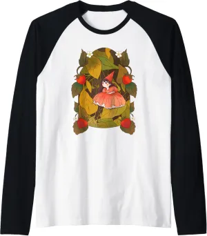 Strawberry Fairy Berries Leaves Fantasy Magic Raglan Baseball Tee