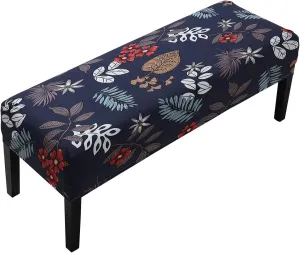 Stretch Dining Bench Cover, Anti-Dust Removable Bench Slipcover Washable Seat Cushion Protector for Bedroom, Kitchen, Hotel, Banquet (Dark Blue)