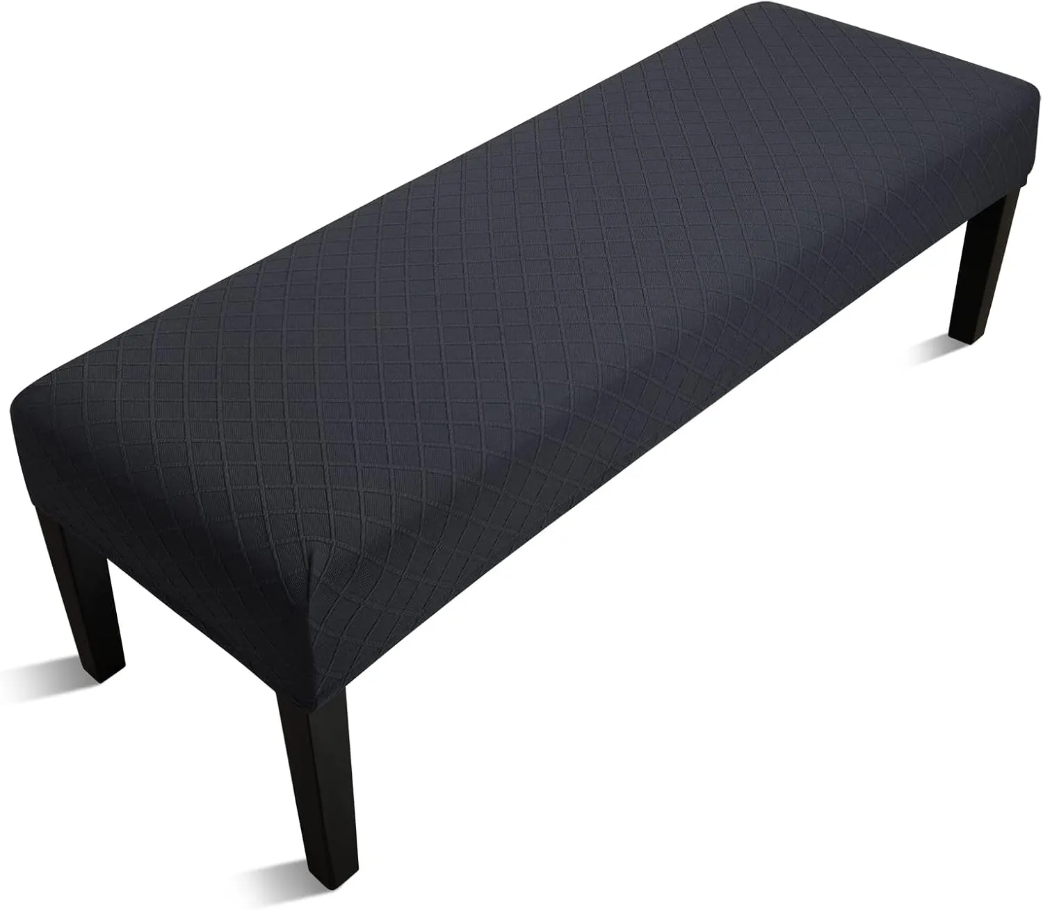 Stretch Jacquard Dining Bench Cover - Anti-Dust Removable Bench Slipcover Washable Seat Cushion Protector for Bedroom, Kitchen, Hotel, Banquet (Black)