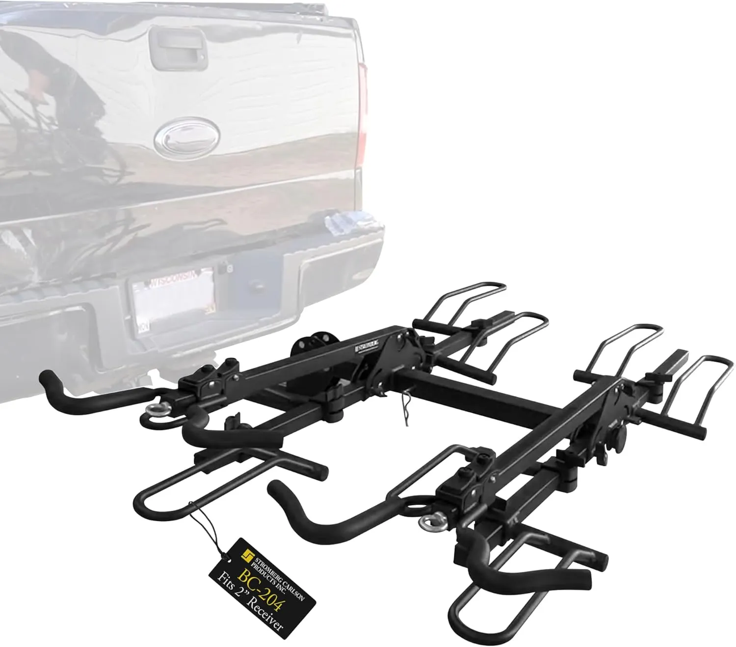 Stromberg Carlson BC-204 Heavy Duty Platform Mount Bike Rack – Folding Hitch Carrier for 4 Bikes, Fits 2" Hitch Receiver, Durable Transport Solution, Compatible with Cars, SUVs, Truck and Trailer