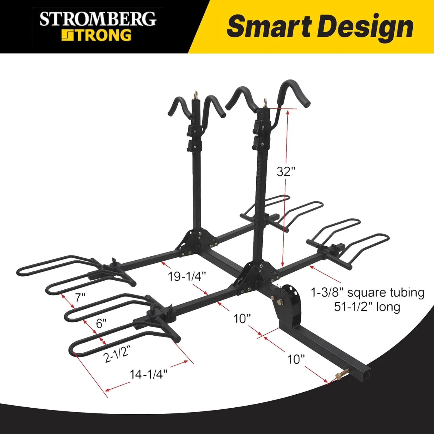 Stromberg Carlson BC-204 Heavy Duty Platform Mount Bike Rack – Folding Hitch Carrier for 4 Bikes, Fits 2" Hitch Receiver, Durable Transport Solution, Compatible with Cars, SUVs, Truck and Trailer