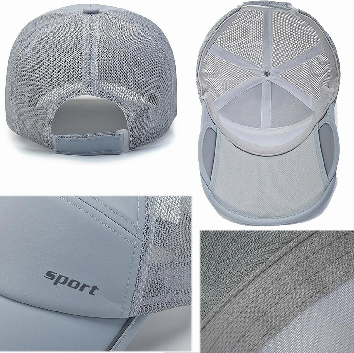 Sun Visor Hats for Men Women Retractable Brim Adjustable UV Protection Mesh Baseball Cap