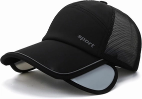 Sun Visor Hats for Men Women Retractable Brim Adjustable UV Protection Mesh Baseball Cap