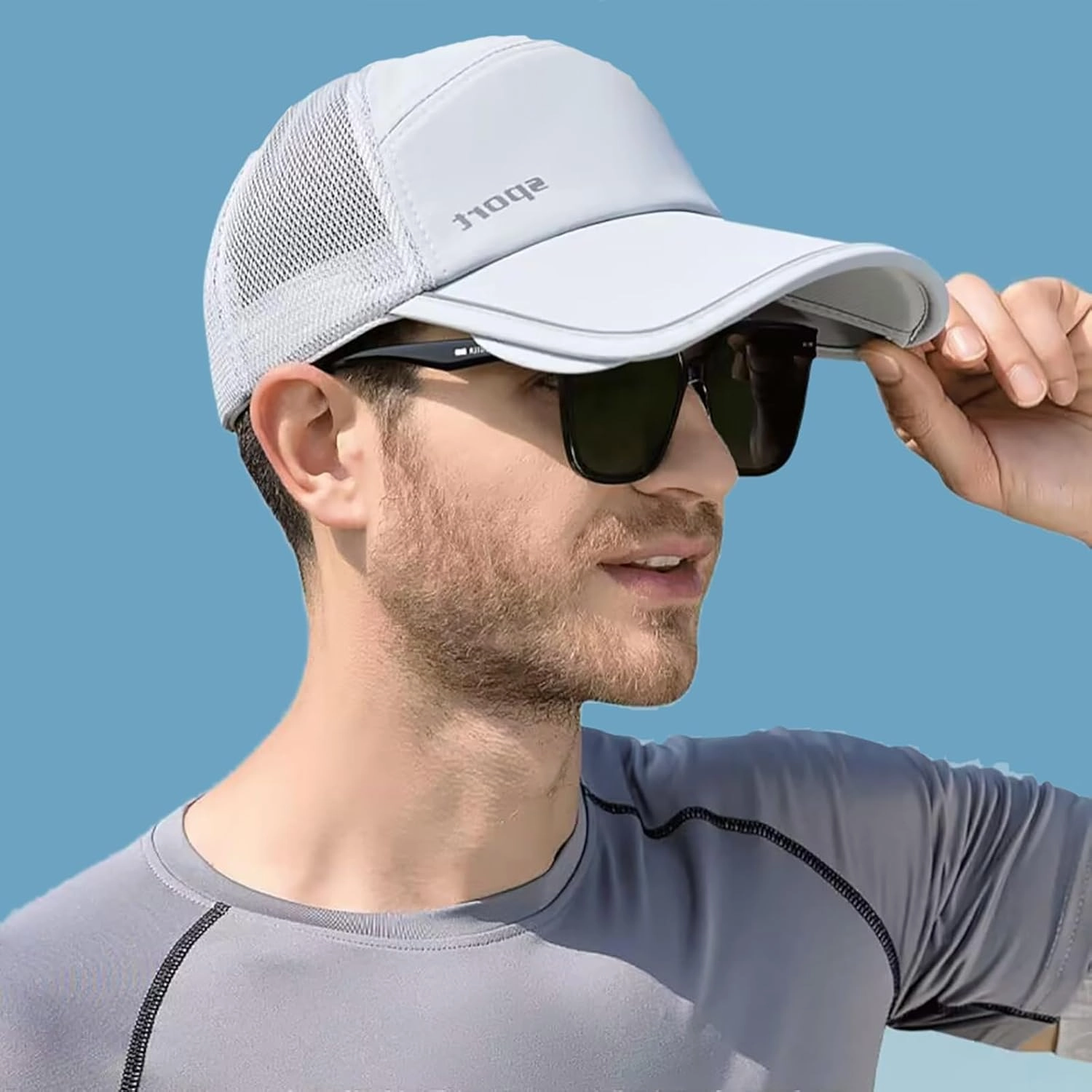 Sun Visor Hats for Men Women Retractable Brim Adjustable UV Protection Mesh Baseball Cap