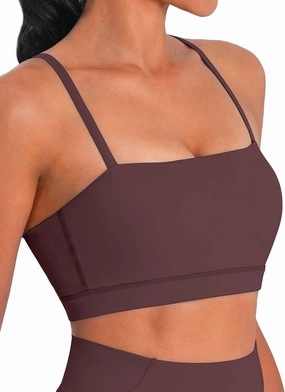 Sunzel Womens Sports Bra Buttery Soft Adjustable Straps Padded Yoga Bra Scoop Neck Wireless Bra Crop Top for Workout Gym