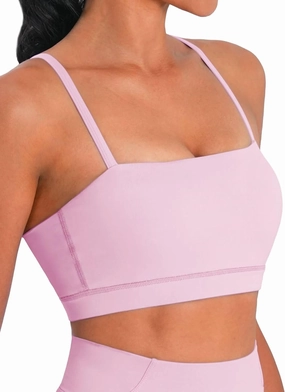 Sunzel Womens Sports Bra Buttery Soft Adjustable Straps Padded Yoga Bra Scoop Neck Wireless Bra Crop Top for Workout Gym