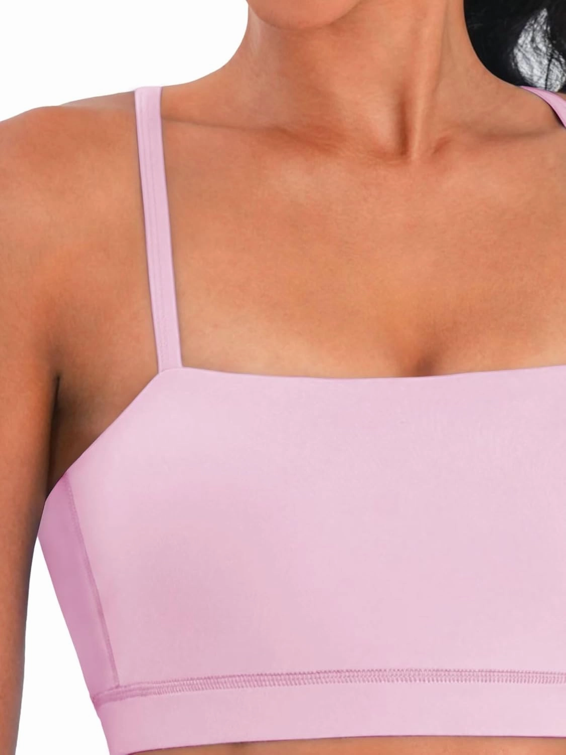 Sunzel Womens Sports Bra Buttery Soft Adjustable Straps Padded Yoga Bra Scoop Neck Wireless Bra Crop Top for Workout Gym