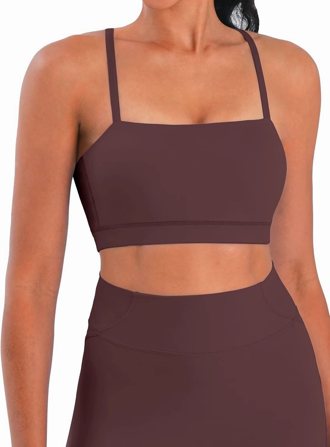 Sunzel Womens Sports Bra Buttery Soft Adjustable Straps Padded Yoga Bra Scoop Neck Wireless Bra Crop Top for Workout Gym