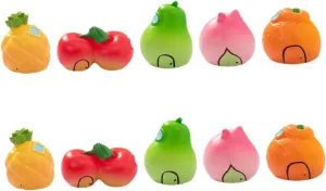 SUPVOX 10pcs Mini Fruit Houses Resin Landscape Figurines for Terrarium Bonsai Decor Simulation Fruit Decorations for Office Home Dollhouse Micro Scene