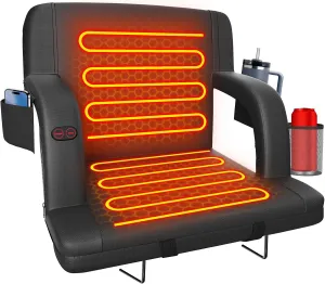 Suteck Dual-Sided Heated Stadium Seats for Bleachers with Back Support, Portable Heated Bleacher Seat with Backrest, 3 Heat Levels, 5 Pockets – Ideal for Outdoor Stadiums and Events - Black