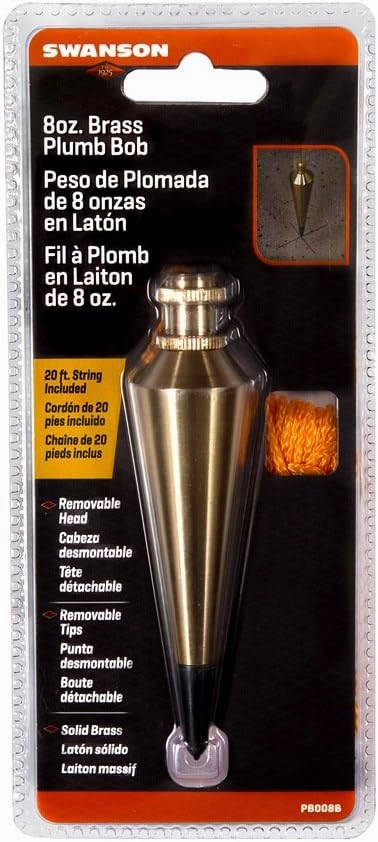 Swanson Tool Co PB008B 8 ounce Brass Plumb Bob with String