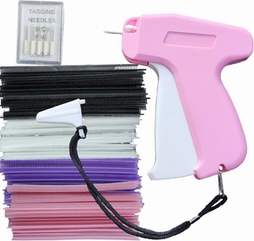 Tagging Gun for Clothing, Fine Stitch Mini Stitch Gun for Clothes, Stitching Quick Clothing Fixer Sewing, Quilting Hemming Quick Stitch with 6 Needles Pink