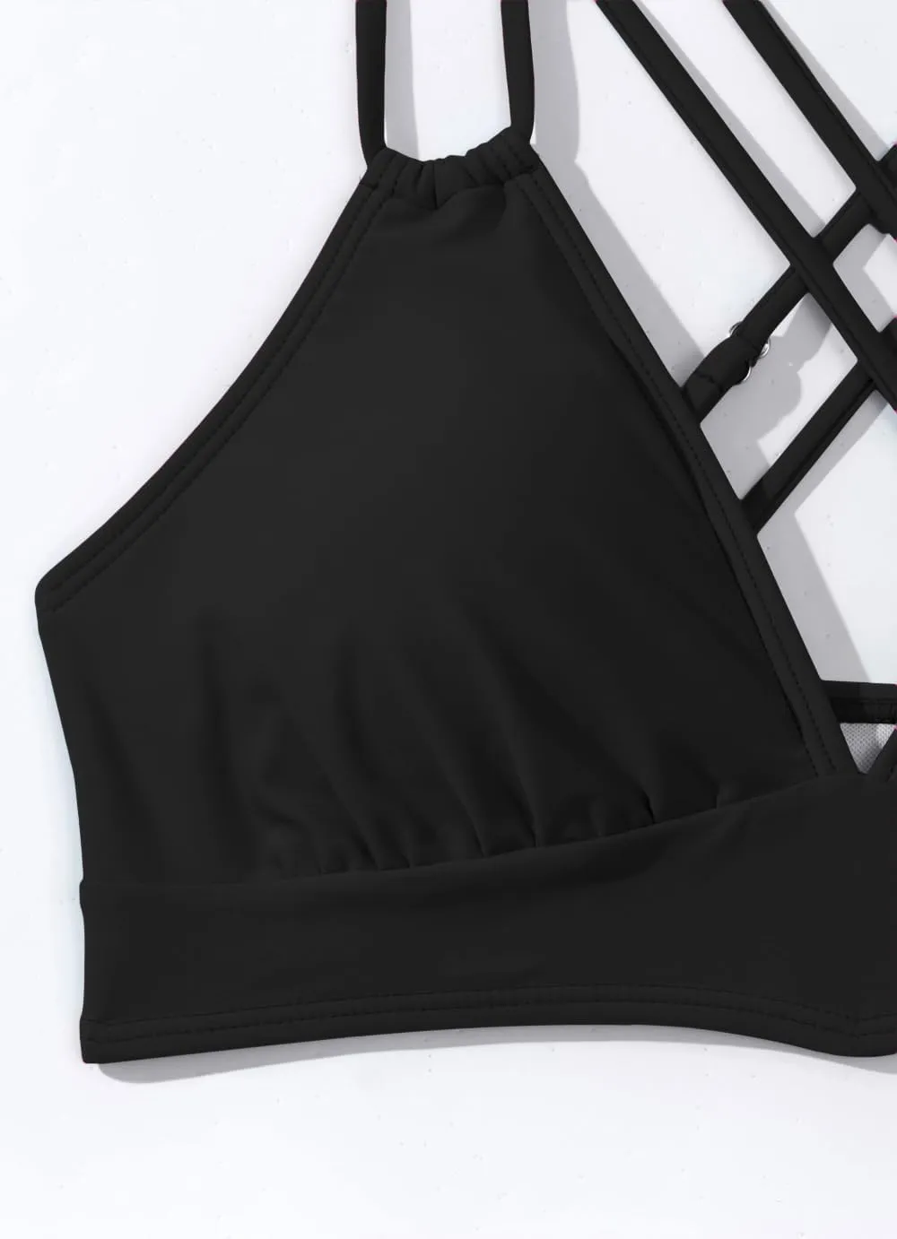 Tainehs Women's Push Up V Neck Bikini Sets Criss Cross Back Two Piece Bathing Suit