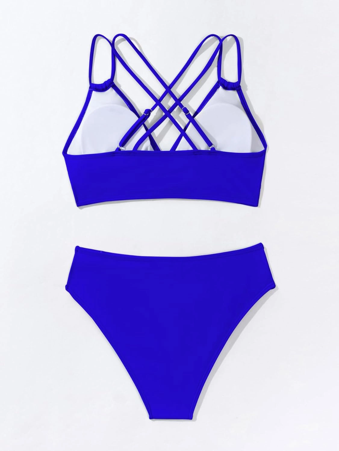 Tainehs Women's Push Up V Neck Bikini Sets Criss Cross Back Two Piece Bathing Suit