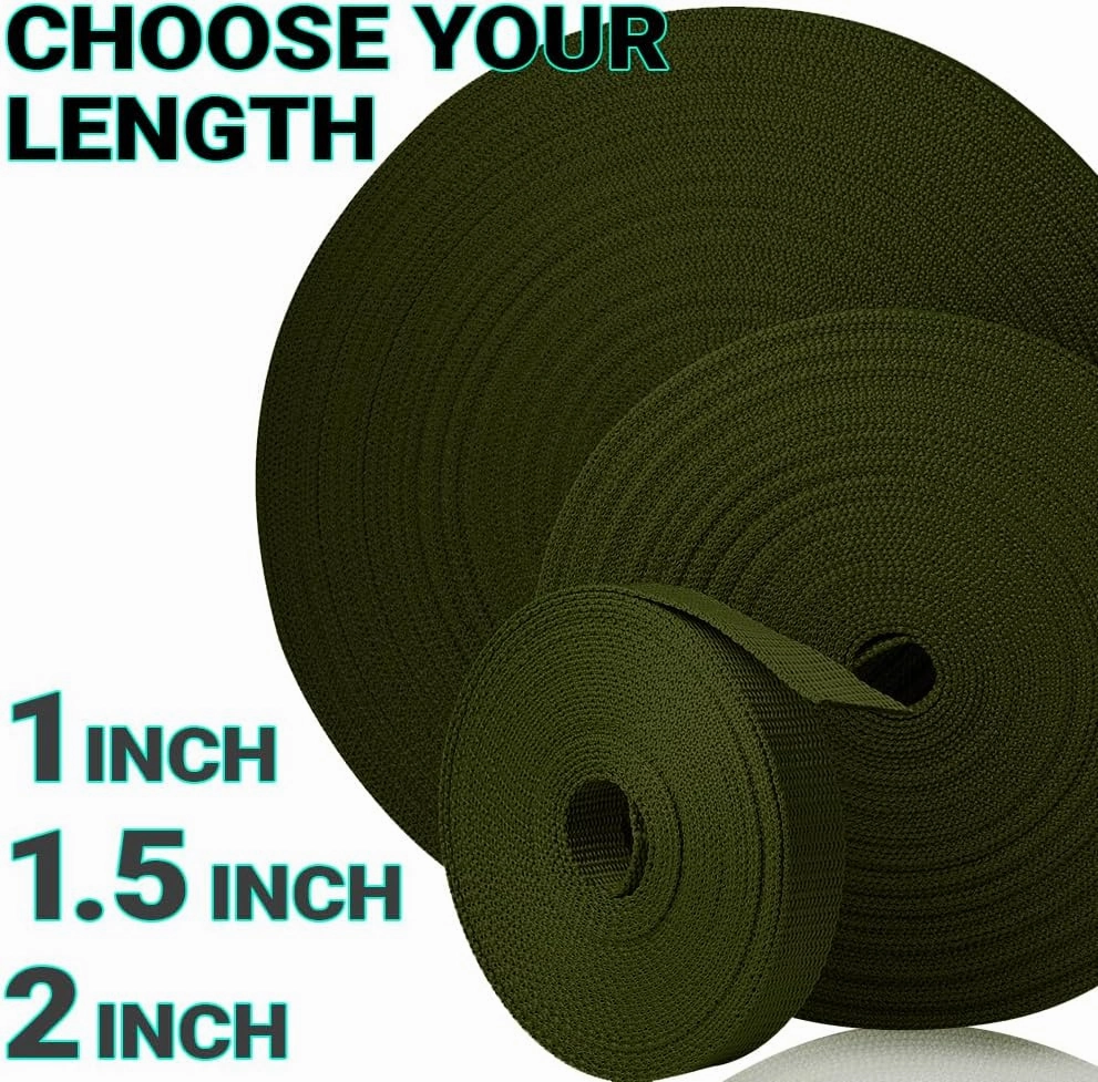 TECEUM 1" & 1.5" & 2" Webbing – 10 25 50 Yards – 40  Colors – Heavy Duty 1 Inch 1.5 Inch 2 Inch Webbing for Climbing Outdoors Indoors Crafting DIY