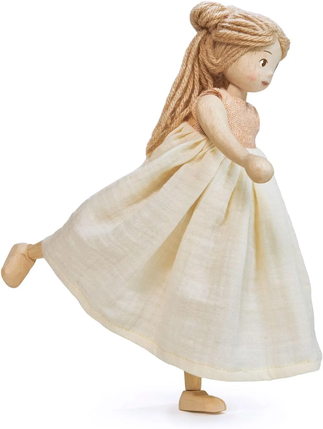 Tender Leaf Toys - Ferne and Lola Wooden Dolls - Large Handcrafted Multicultural Dolls with Rotating Arms and Legs - Develop Creativity and Storytelling Skills - Imaginative Play - Age 3  (Ferne)
