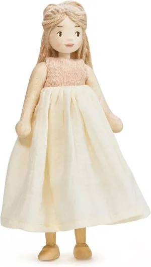 Tender Leaf Toys - Ferne and Lola Wooden Dolls - Large Handcrafted Multicultural Dolls with Rotating Arms and Legs - Develop Creativity and Storytelling Skills - Imaginative Play - Age 3  (Ferne)