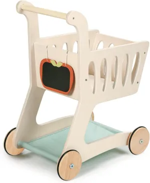 Tender Leaf Toys - Shopping Cart - Wooden Shopping Cart with Extra Storage - Perfect Role Play Toy, Promotes Creativity and Imagination for Boys and Girls - Age 3 