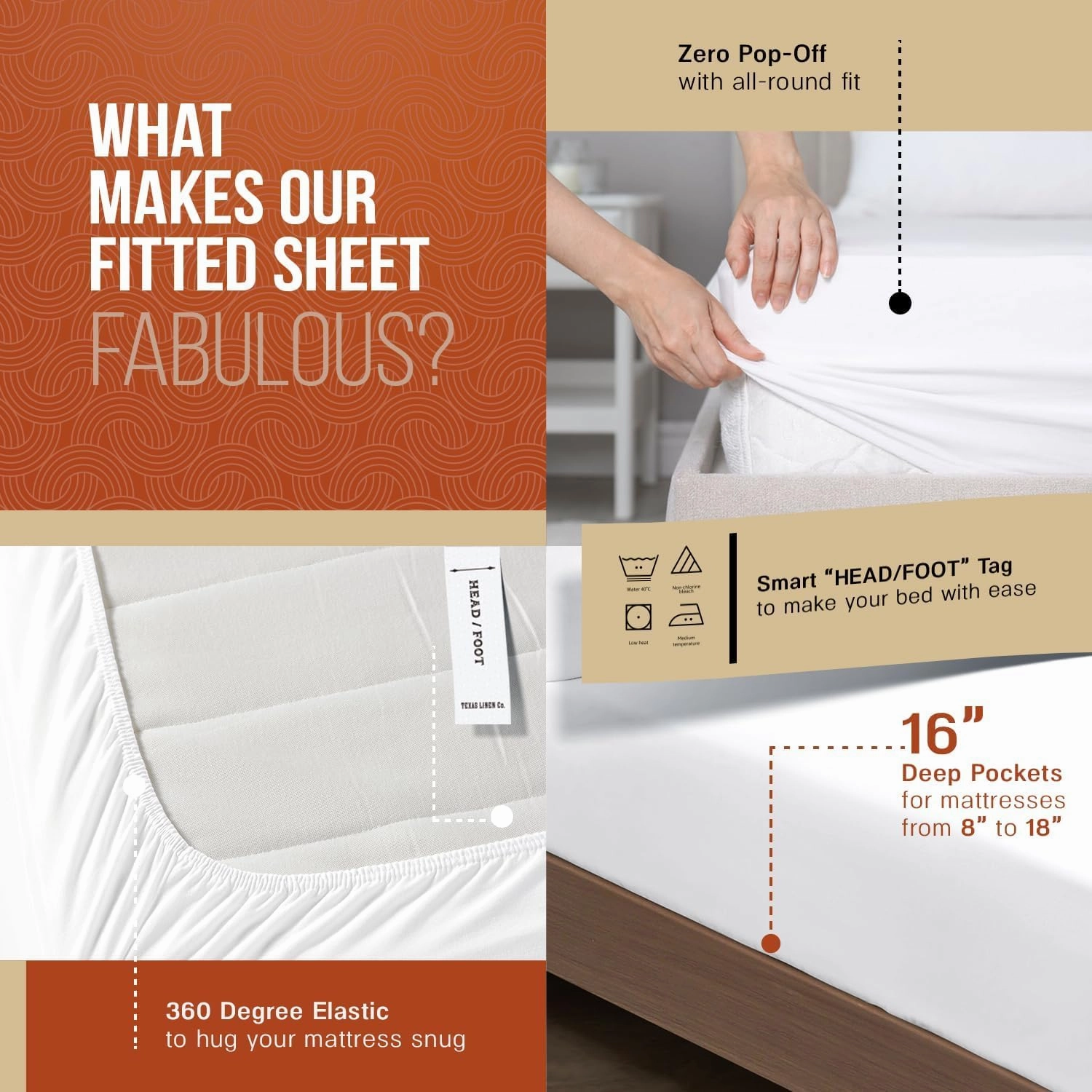 TEXAS LINEN CO. 100% Egyptian Cotton Sheets, 600 Thread Count 3 PC Twin Size Sheet Set, Soft, Cooling, High Thread Count Sateen Weave, Extra Long Staple Luxury Bedding, 16 in Deep Pocket - Beige