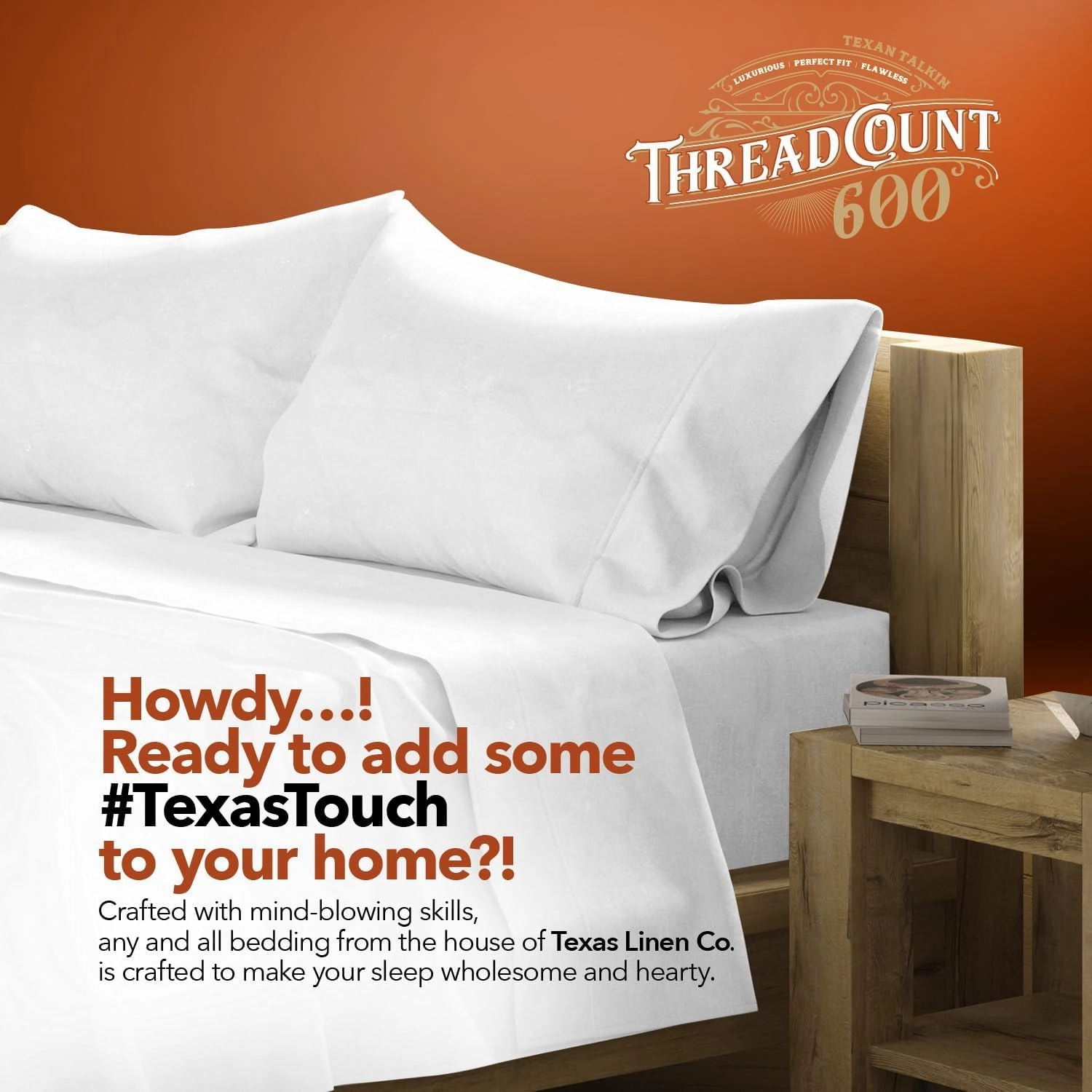 TEXAS LINEN CO. 100% Egyptian Cotton Sheets, 600 Thread Count 3 PC Twin Size Sheet Set, Soft, Cooling, High Thread Count Sateen Weave, Extra Long Staple Luxury Bedding, 16 in Deep Pocket - Beige