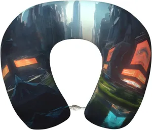 The City on The Water Print Memory Foam Travel Pillow - Comfortable U-Shape Neck Support for Flights, Road Trips, and Office Naps