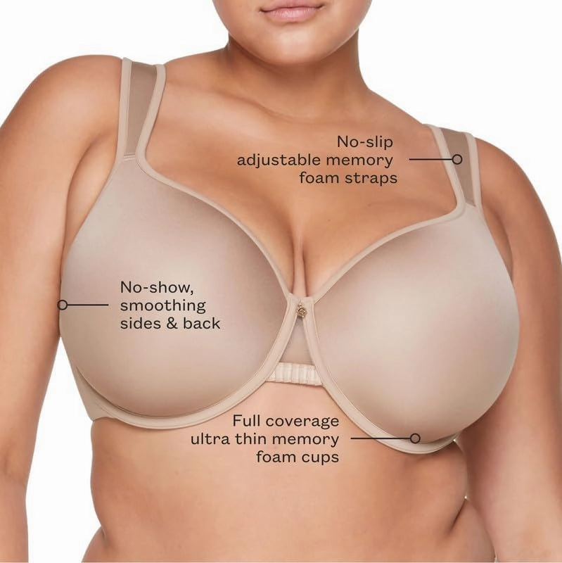 ThirdLove Perfect Coverage Bra, Full Coverage Bra, High Support for Large Bust, Bras for Women, Underwire Support, Smoothing