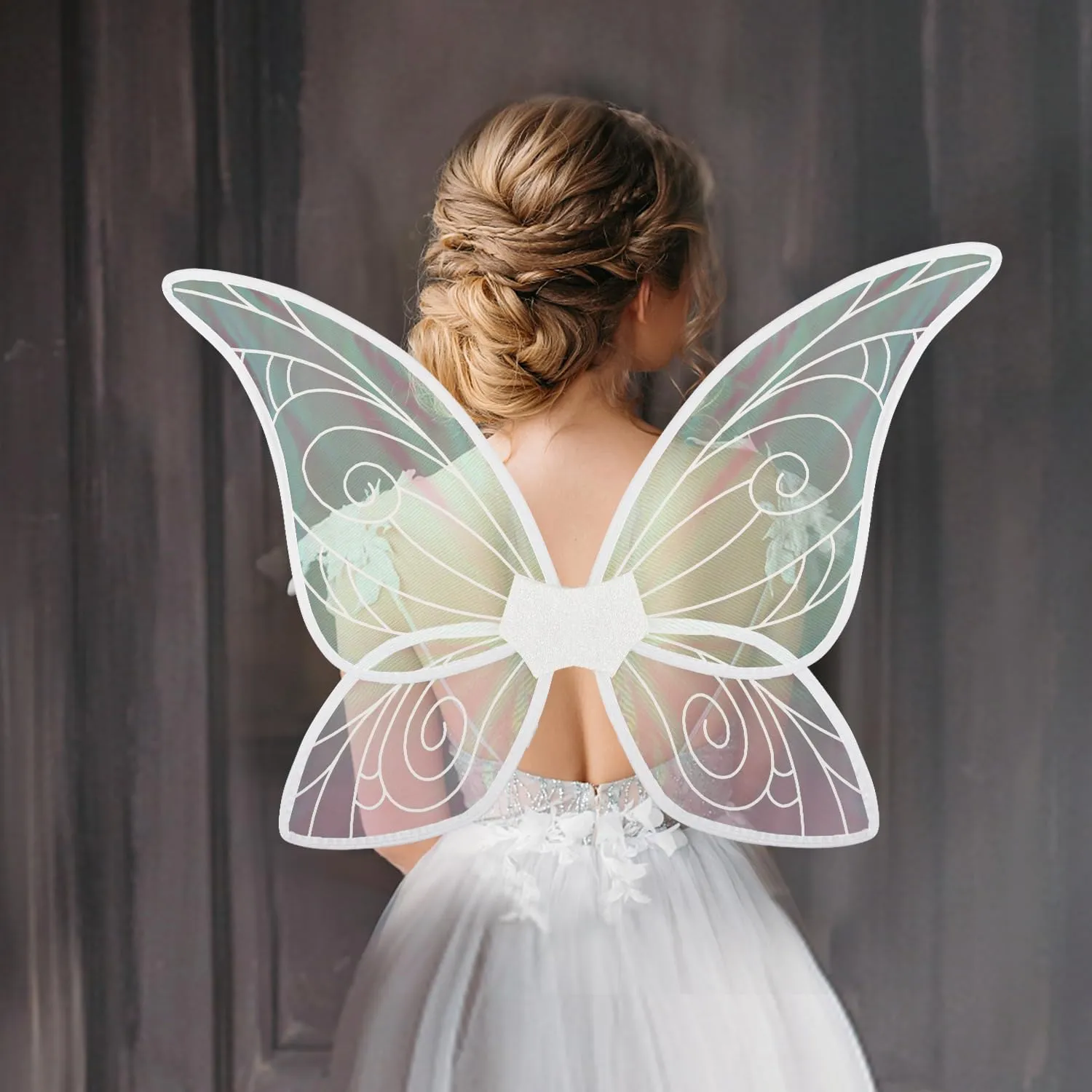 Threetols Elf Fairy Wings for Women Boys Girls, Halloween Butterfly Wings Princess Sparkling Wings Fancy Dress Up for Kid