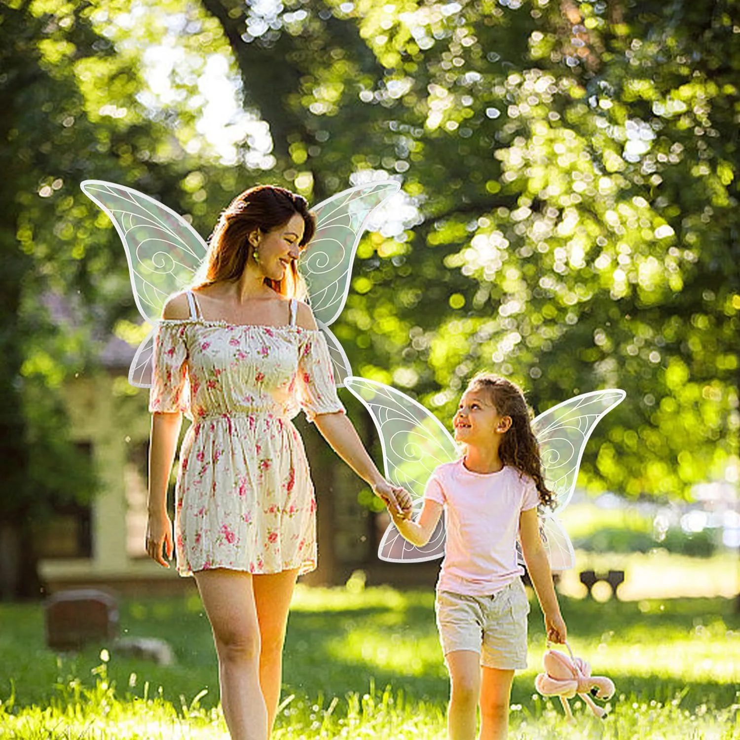 Threetols Elf Fairy Wings for Women Boys Girls, Halloween Butterfly Wings Princess Sparkling Wings Fancy Dress Up for Kid