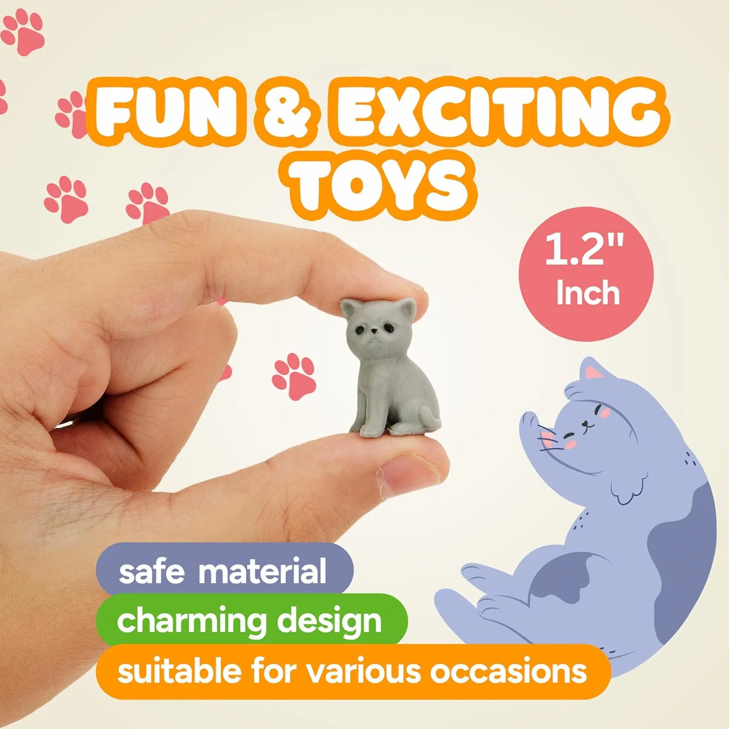 Tiny Dog and Cat Figurines for Kids - Small Animals Toys in Bulk - Little Pet Toys - Tiny Plastic Toys for Kids Classroom Prizes - 25 Pcs - Easter Gifts for Kids