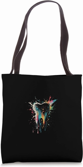 Tooth Splash Art Dentist Retro Dental Assistant Molar Tote Bag
