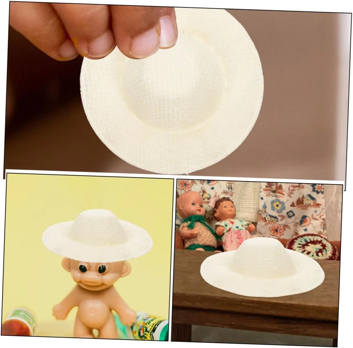 Totority 90pcs Miniature Doll Hats Woven Craft Accessories Decorative Tiny Hats for Dollhouses Crafts for Room Decor Jewelry Making