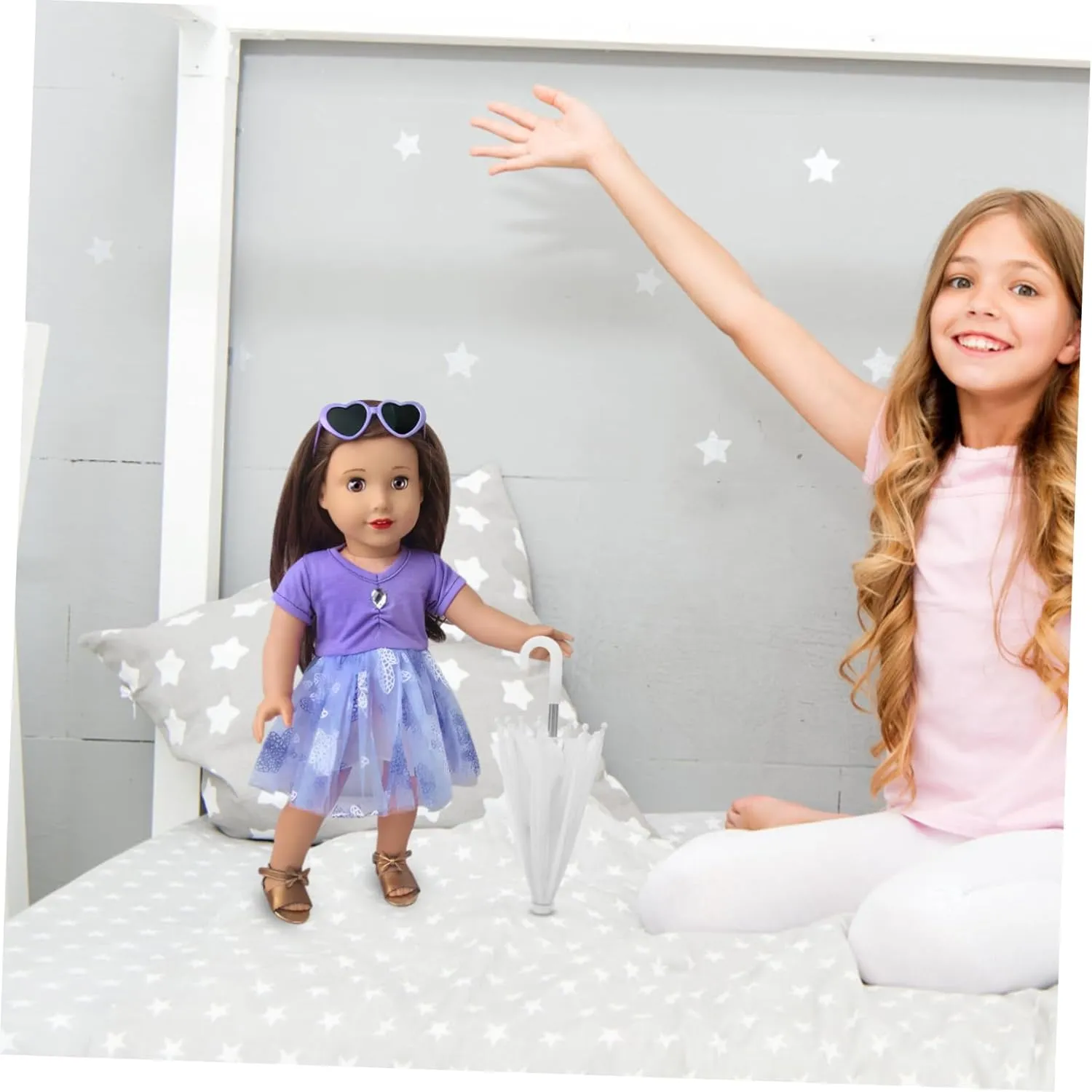 Totority Sets Doll House Accessory Miniature Umbrella Model White for Girls Doll Travel Play Toy Miniature Toys Decor Pcs