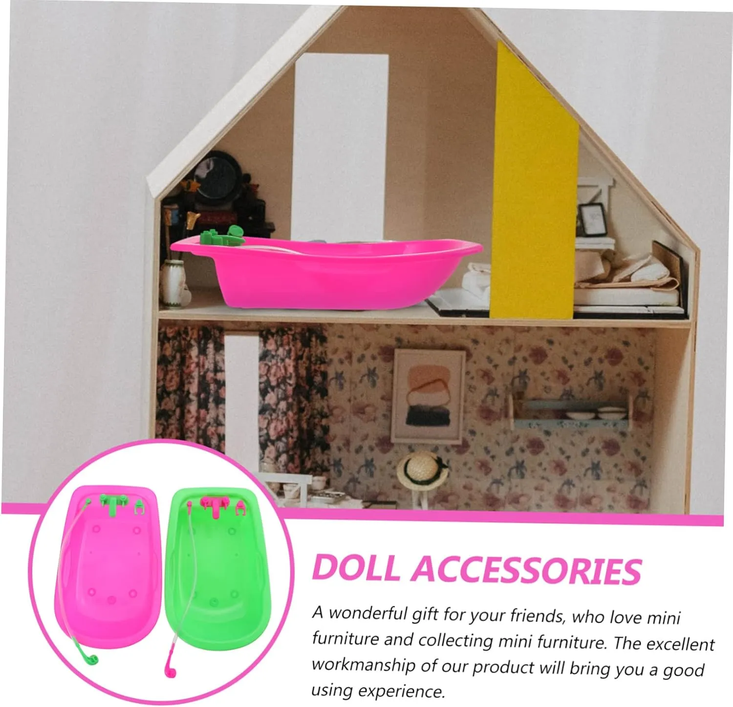 TOYANDONA 2sets Miniature Bathtub Doll House Bathroom Accessories for Play House Props for Miniature Bathroom Decor and Dollhouse Furniture Collection 6pcs*2