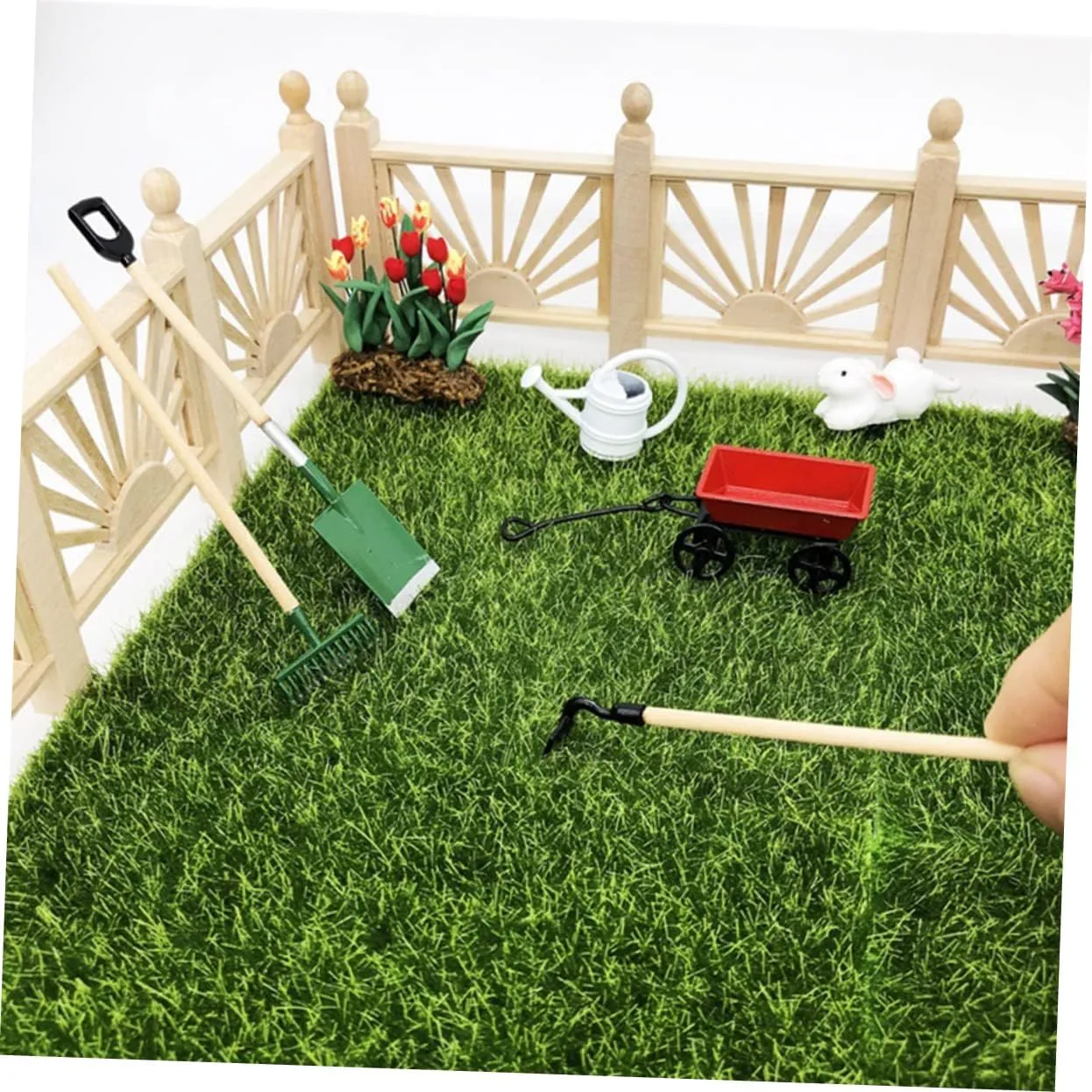Toyvian 2 Sets Mini Gardening Tool for Dollhouse Decor Accessories Creative Micro Garden Scene Decor for DIY Fairy Garden Projects
