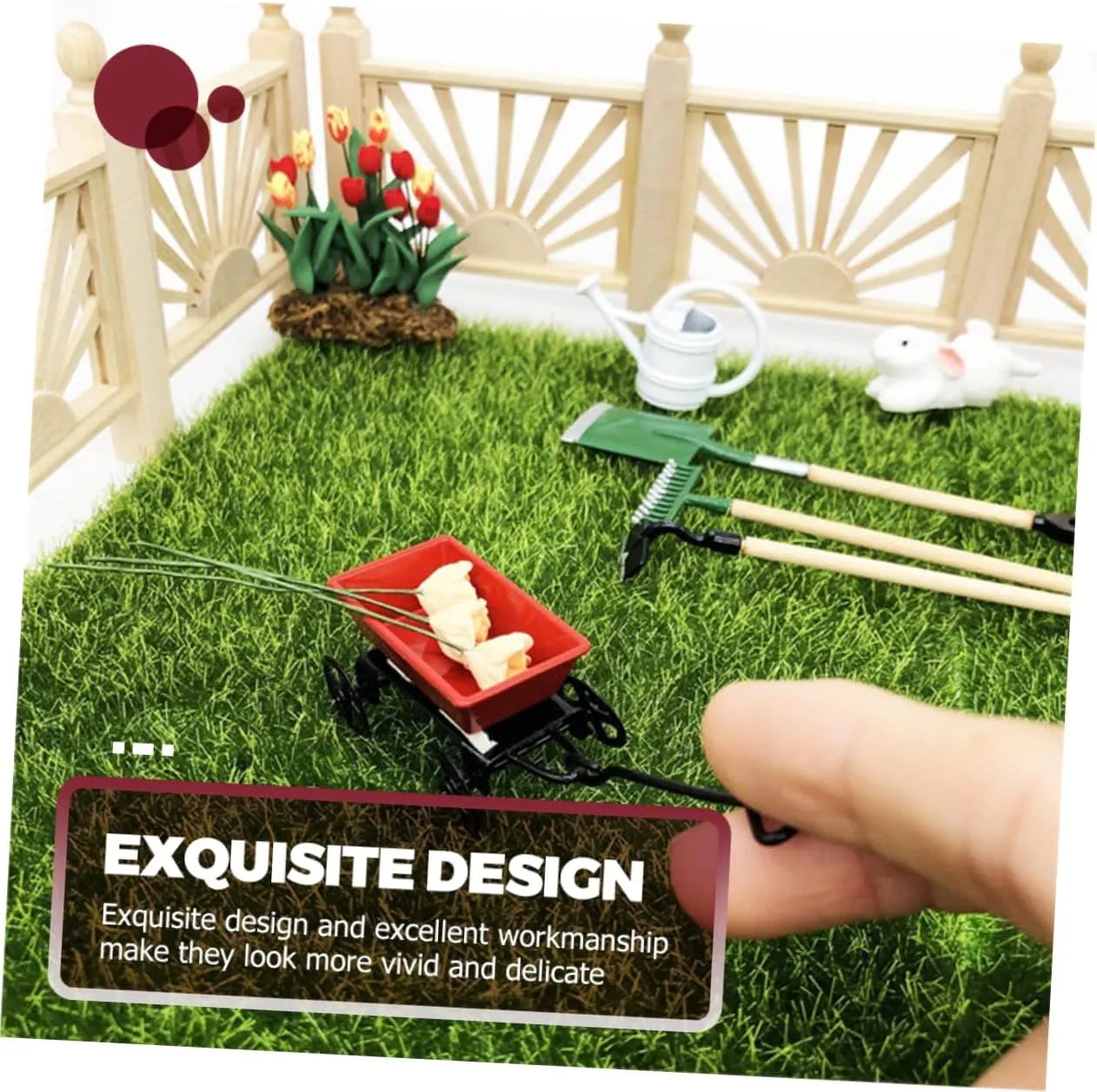 Toyvian 2 Sets Mini Gardening Tool for Dollhouse Decor Accessories Creative Micro Garden Scene Decor for DIY Fairy Garden Projects