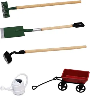 Toyvian 2 Sets Mini Gardening Tool for Dollhouse Decor Accessories Creative Micro Garden Scene Decor for DIY Fairy Garden Projects