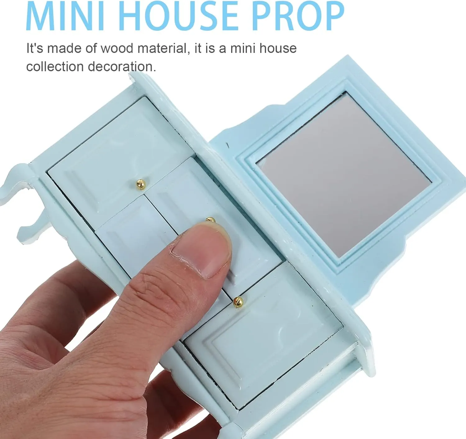 Toyvian Dollhouse Dressing Table with Mirror Miniature Dollhouse Furniture 1:12 Birch Dressing Table for Doll, Dollhouse Bedroom Mini Table for Princess Elegant Miniature Furniture