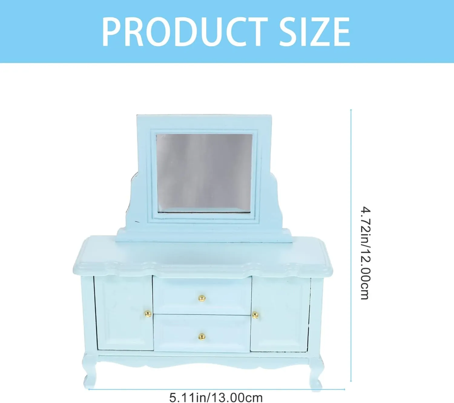 Toyvian Dollhouse Dressing Table with Mirror Miniature Dollhouse Furniture 1:12 Birch Dressing Table for Doll, Dollhouse Bedroom Mini Table for Princess Elegant Miniature Furniture