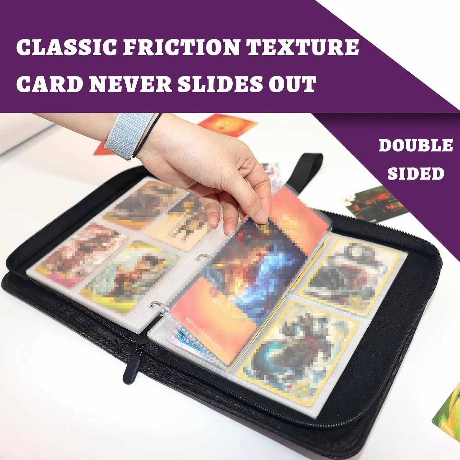 Trading Card Binder 400 Pocket - PU Leather Collectible Card Binders, Portable Double-Sided Card Book Holder for Trading Cards, Trading Card Book for MTG, TCG, Football, Basketball Cards