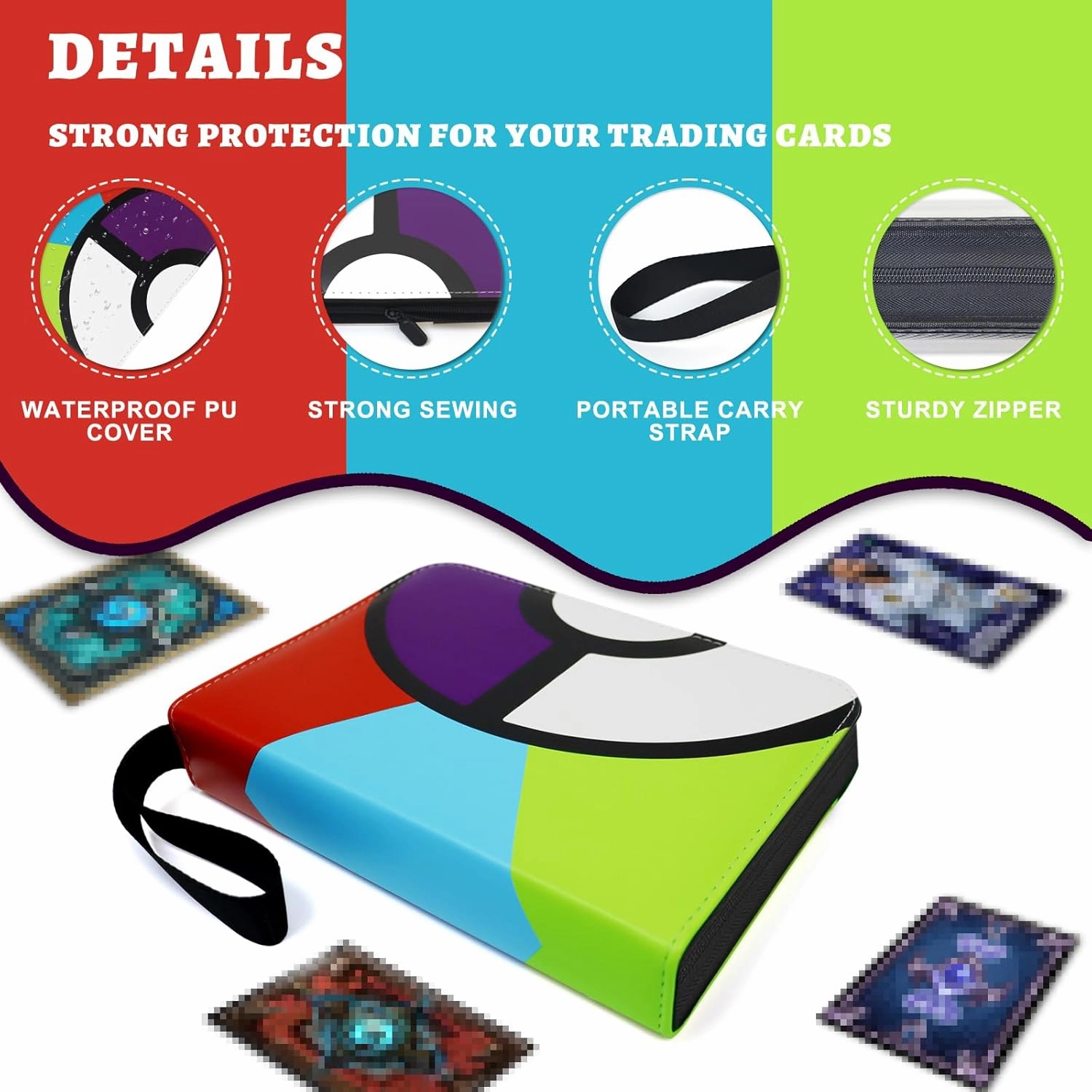 Trading Card Binder 400 Pocket - PU Leather Collectible Card Binders, Portable Double-Sided Card Book Holder for Trading Cards, Trading Card Book for MTG, TCG, Football, Basketball Cards