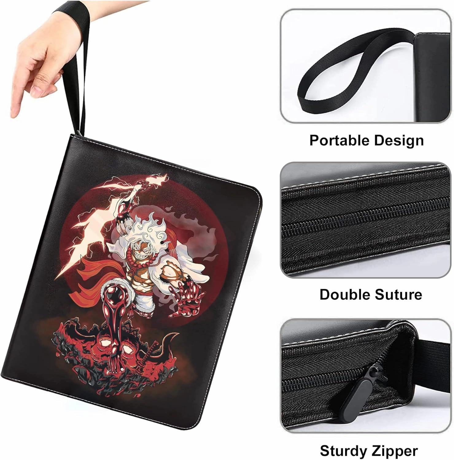 Trading Card Binder for One Piece Card Game,9 Pocket with 50 Sleeves up to 900 Cards One Piece TCG Card Binder,Waterproof Card Storage Bag with Sleeves,one piece for card Display Case